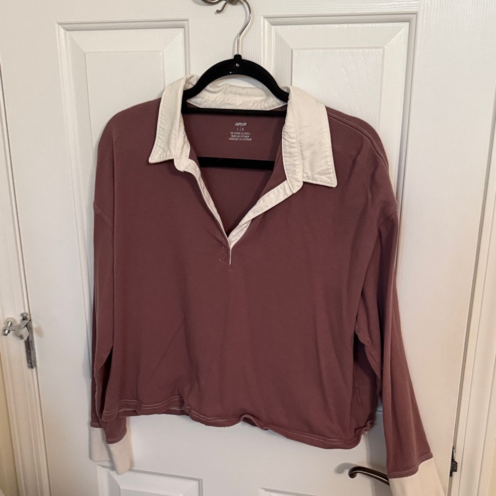 American Eagle Outfitters Mauve and Cream Button Down Shirt